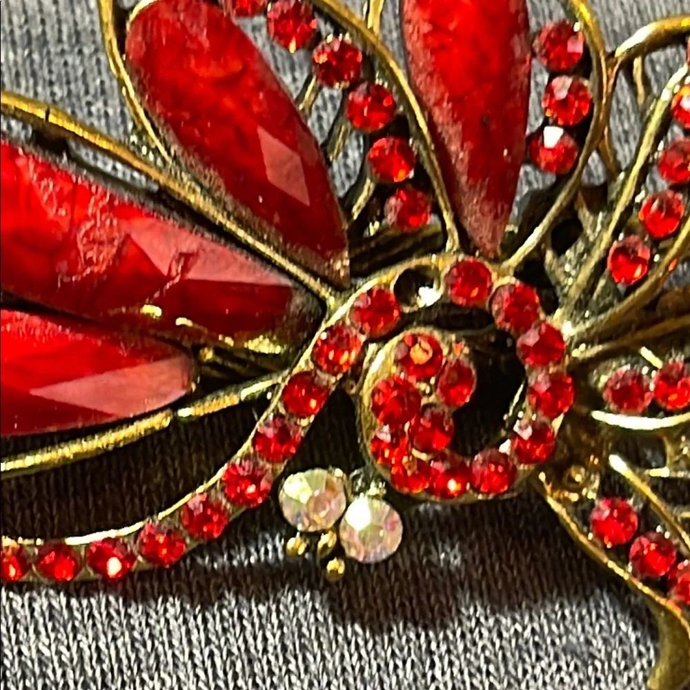 Vintage Elegant Red and Gold Floral hair clip
